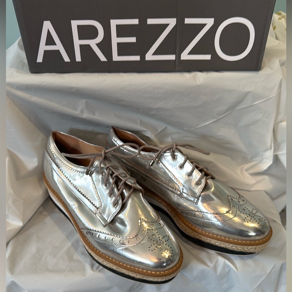 Arezzo Silver Metallic Brogues